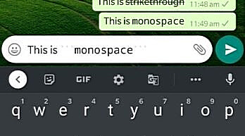 teks monospace whatsapp