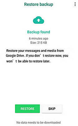WhatsApp memulihkan sandaran