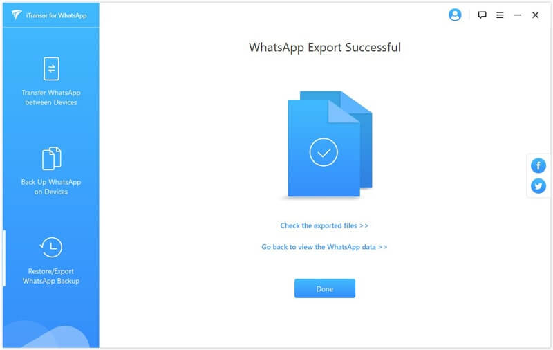WhatsApp export successful