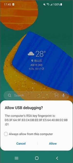 USB debugging toestaan