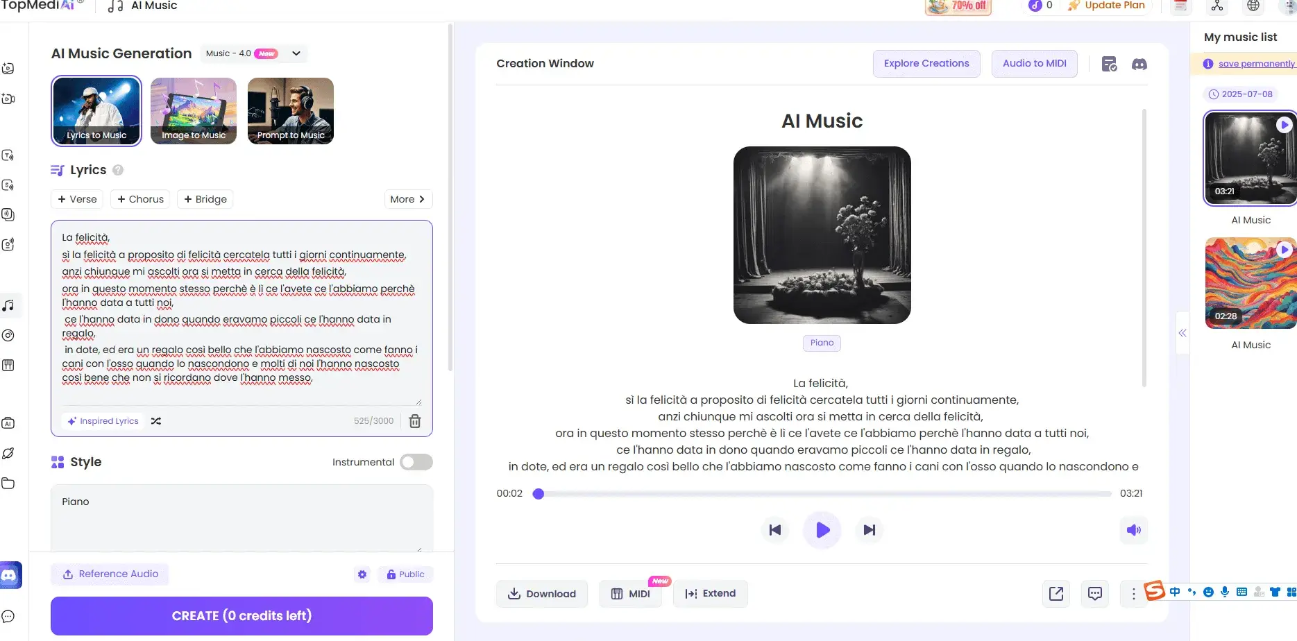 TopMediai muziek genereren