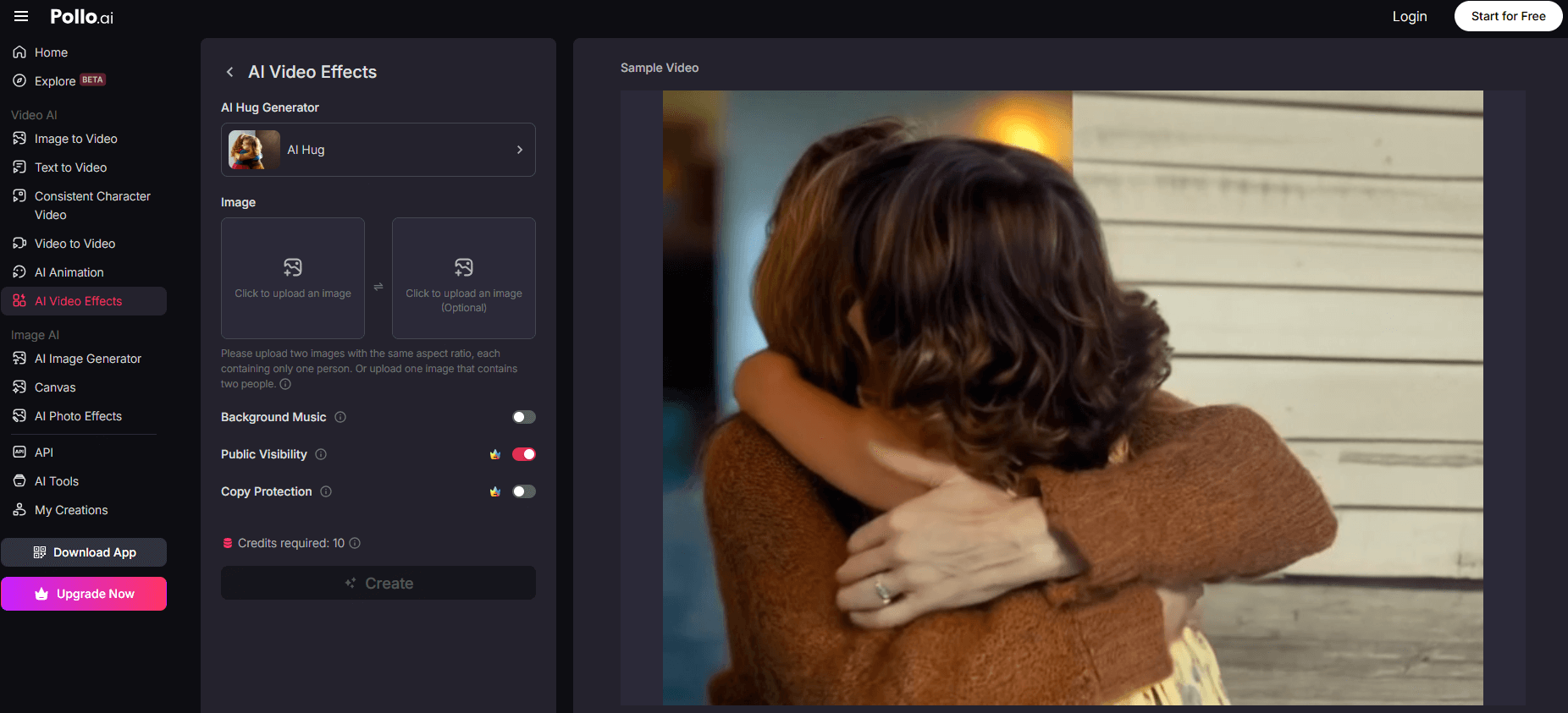 pollo ai hugging generator