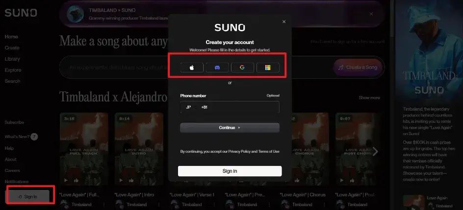 Een account aanmaken bij Suno AI