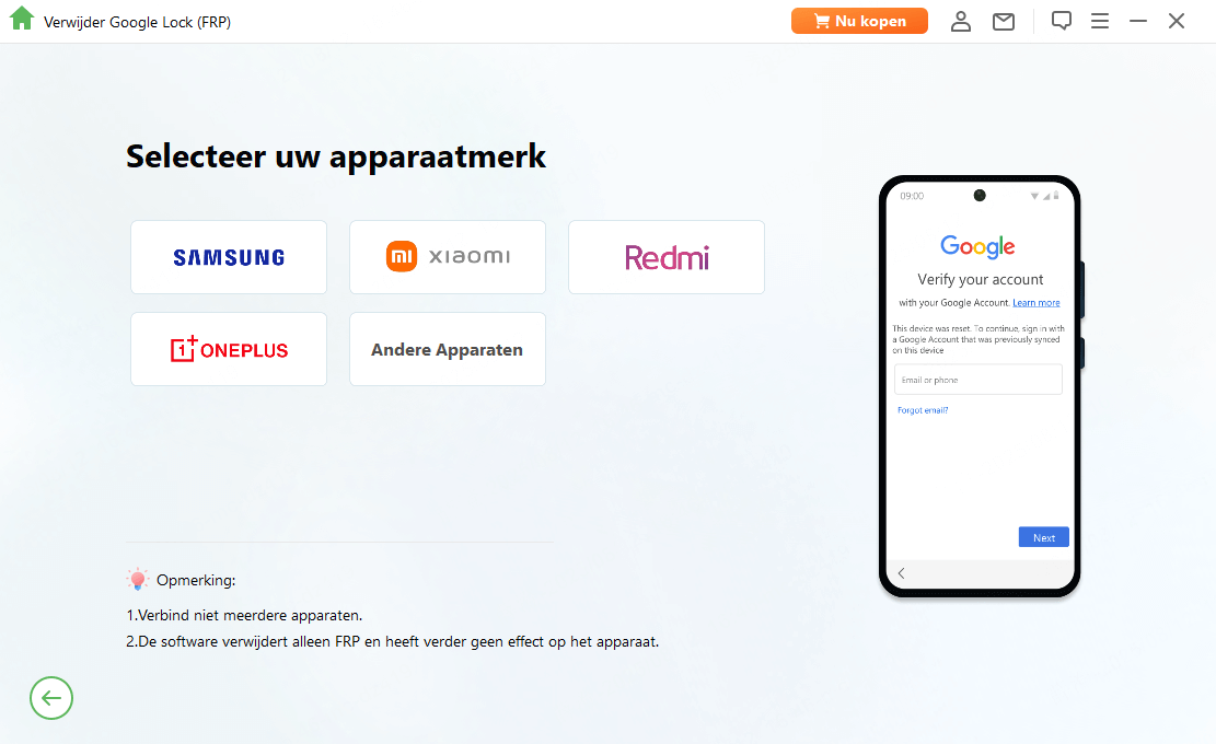 OS-versie van Android-apparaat selecteren in iMyFone LockWiper