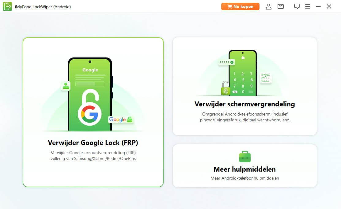 iMyFone LockWiper Android starten om Google FRP-vergrendeling te verwijderen