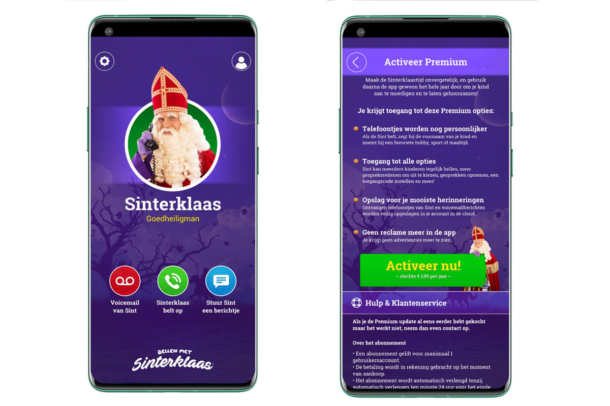 Sinterklaas bellen met een app via Bellen met Sinterklaas! (sim.)