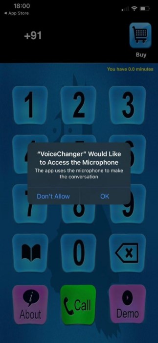 Geeft de software toegang tot de microfoon Call Voice Changer – IntCall