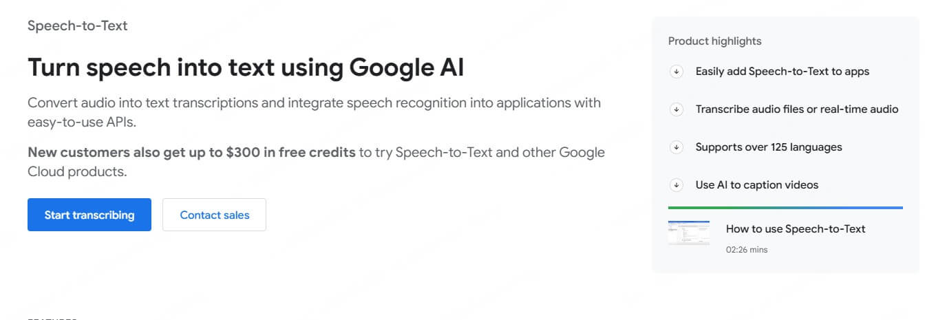 Google Cloud Speech-to-Text spraak naar tekst tool