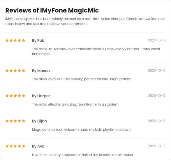 beoordelingen van andere MagicMic-gebruikers
