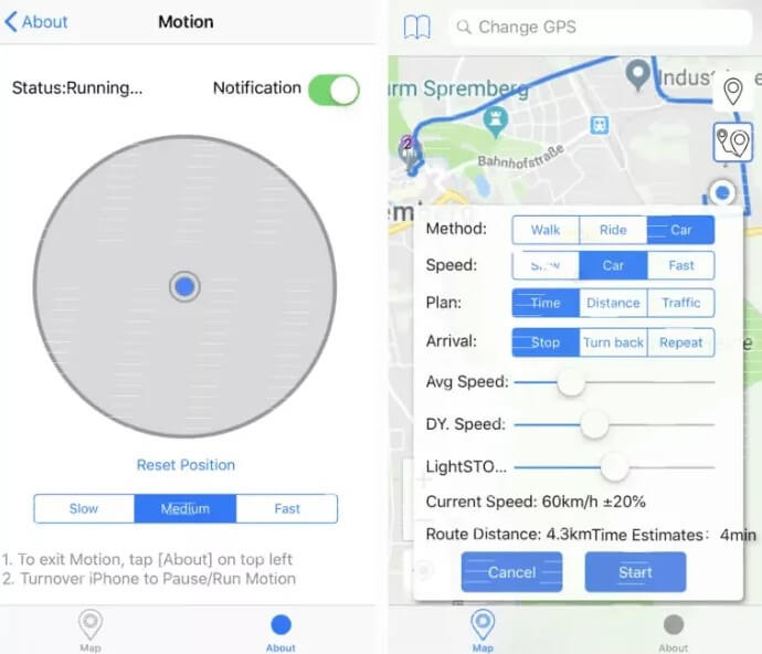 Dubbele locatie stelt de veronderstelde locatie van iOS in