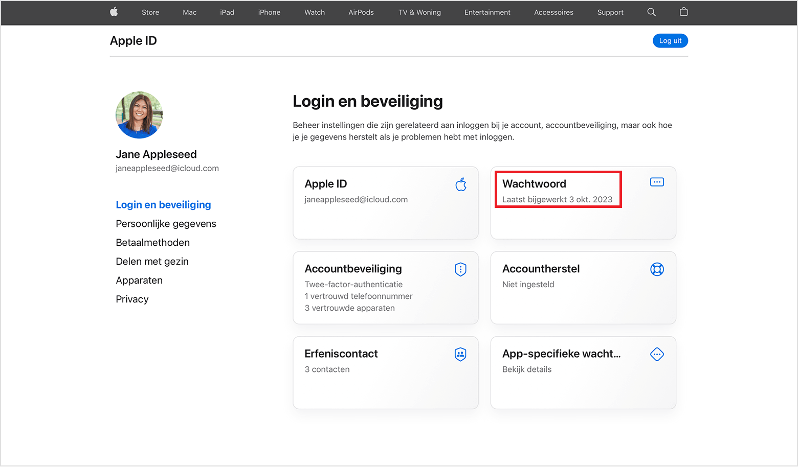 Wachtwoord Apple ID wijzigen via internet