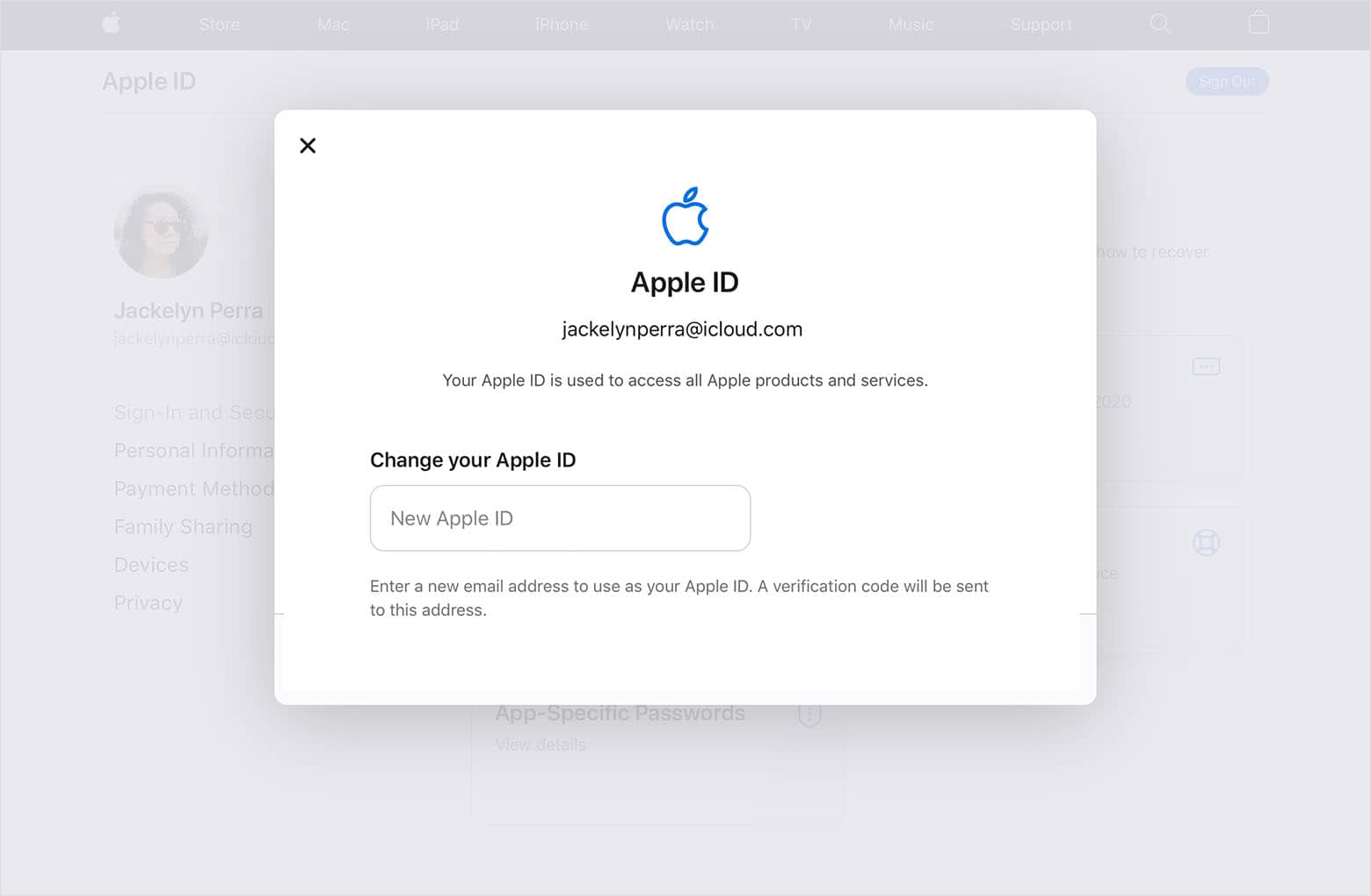 Wijziging van Apple ID