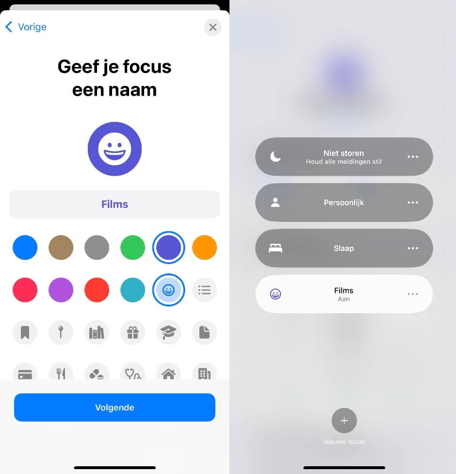 pas de concentratiemodus van uw iPhone aan