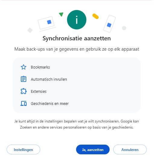 Schakel Google-synchronisatie in