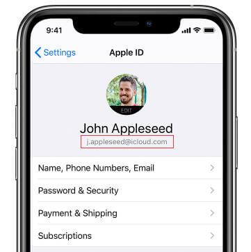 vind apple id via icloud op iphone