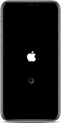 iphone X zwart scherm met draaiende cirkel