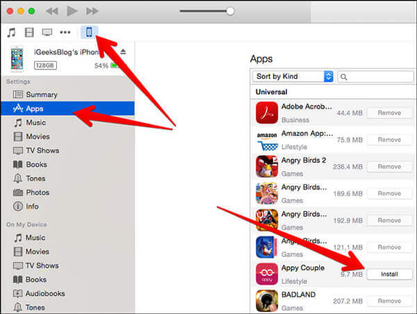 verdwenen Apps terughalen via iTunes