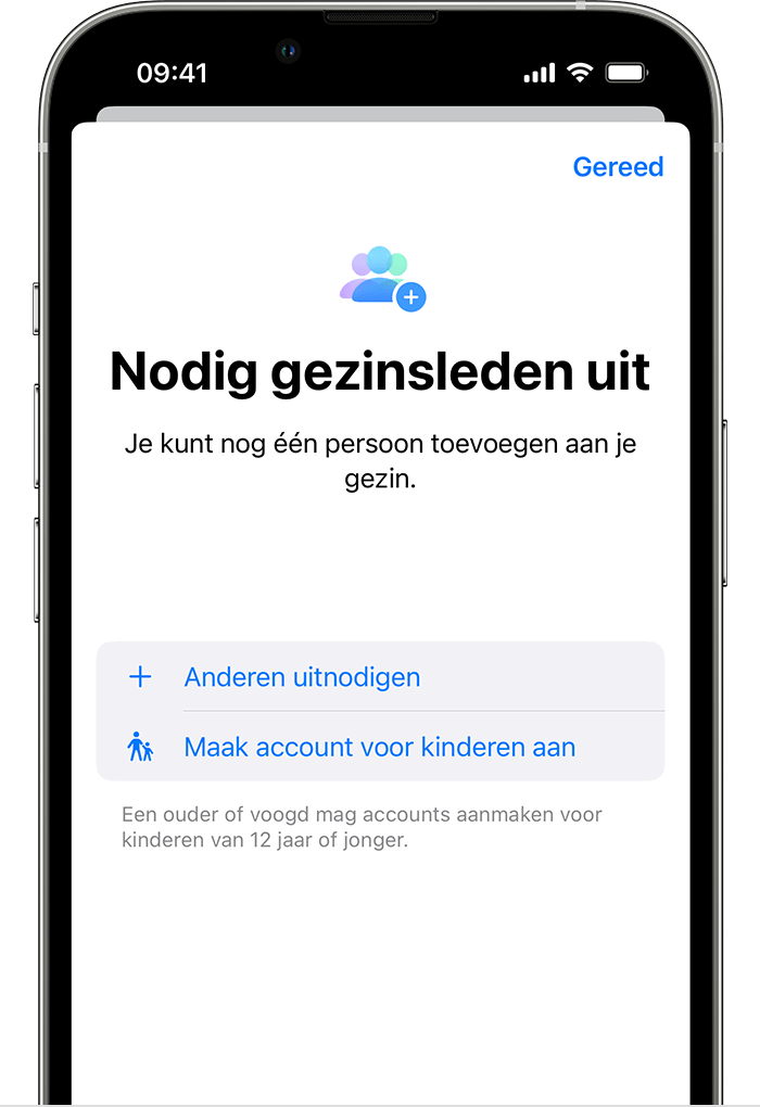 Klik op 'Een account voor een kind aanmaken'