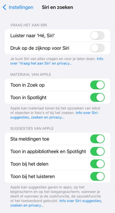 'Hé, Siri' uitzetten helpt 