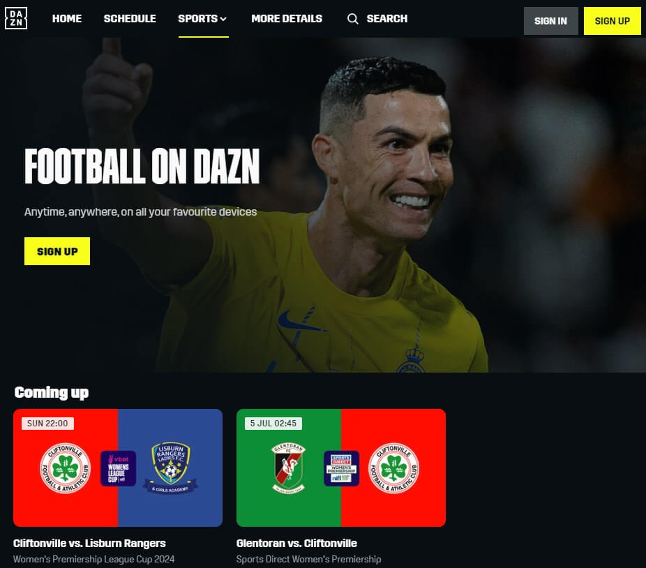 DAZN - gratis livestream voetbal