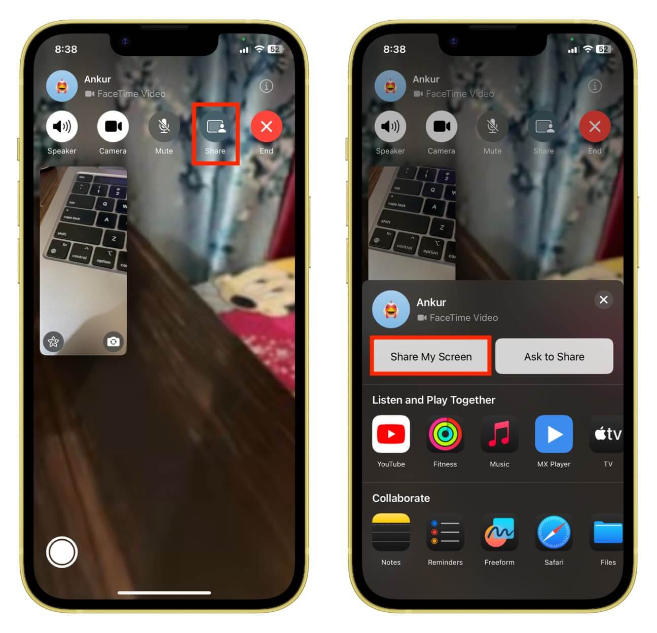 iPhone bedienen via PC met FaceTime schermdeling