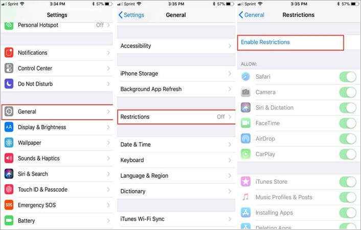 Activeer beperkingen op iPhone vanaf iOS 11