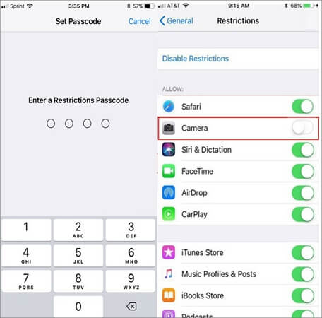 verwijder de camera van het vergrendelscherm op iPhone iOS 11