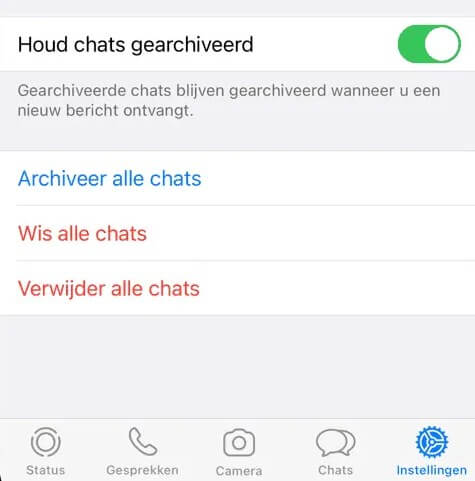 Archiveer alle chats op WhatsApp iPhone