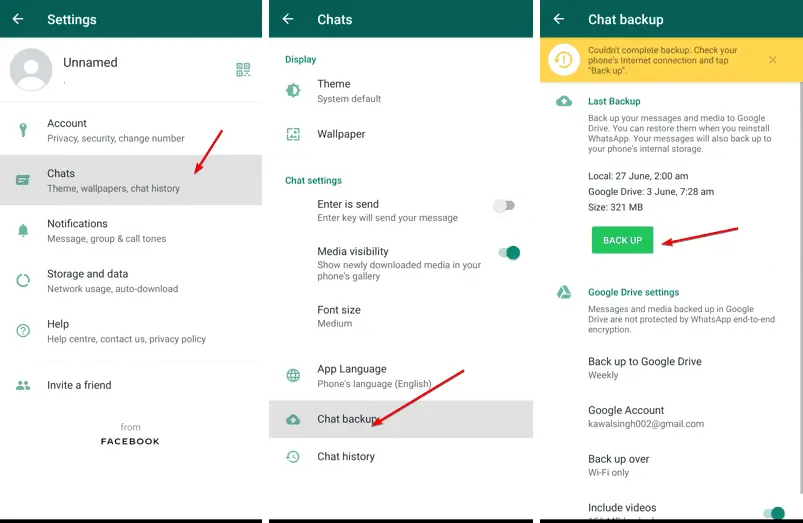 WhatsApp back-up naar Google Drive