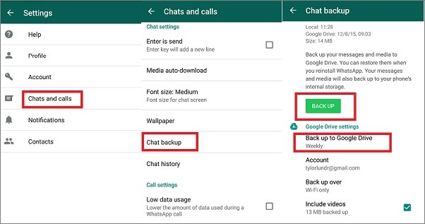 controleer whatsapp-back-up in google drive