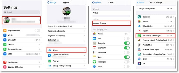 verwijder WhatsApp-back-up in iCloud