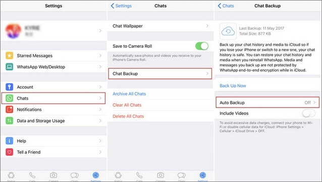 hoe WhatsApp-back-up op iPhone te annuleren