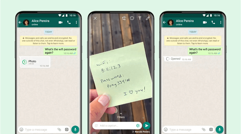 eenmalige foto op WhatsApp
