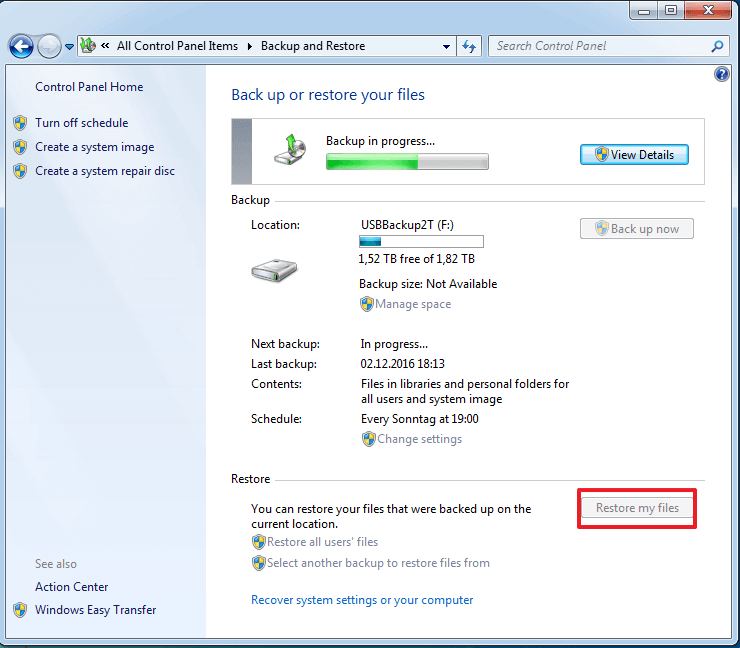 Herstel permanent verwijderde bestanden met Windows-back-up