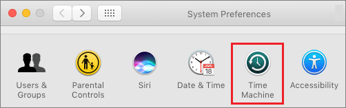 Time Machine starten op Mac