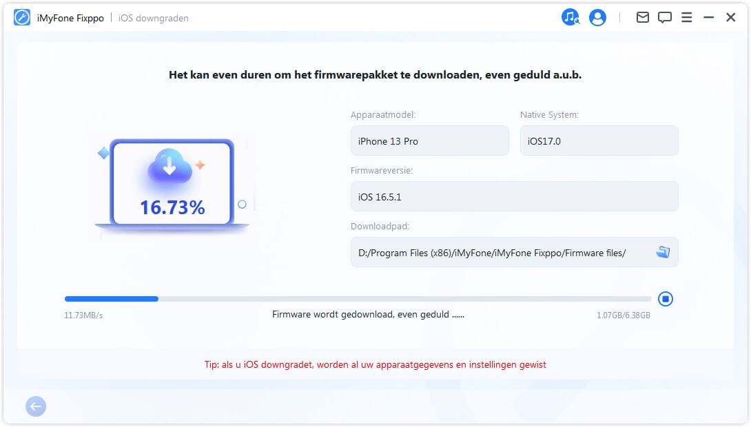 fixppo downloadt firmware om iOS te downgraden