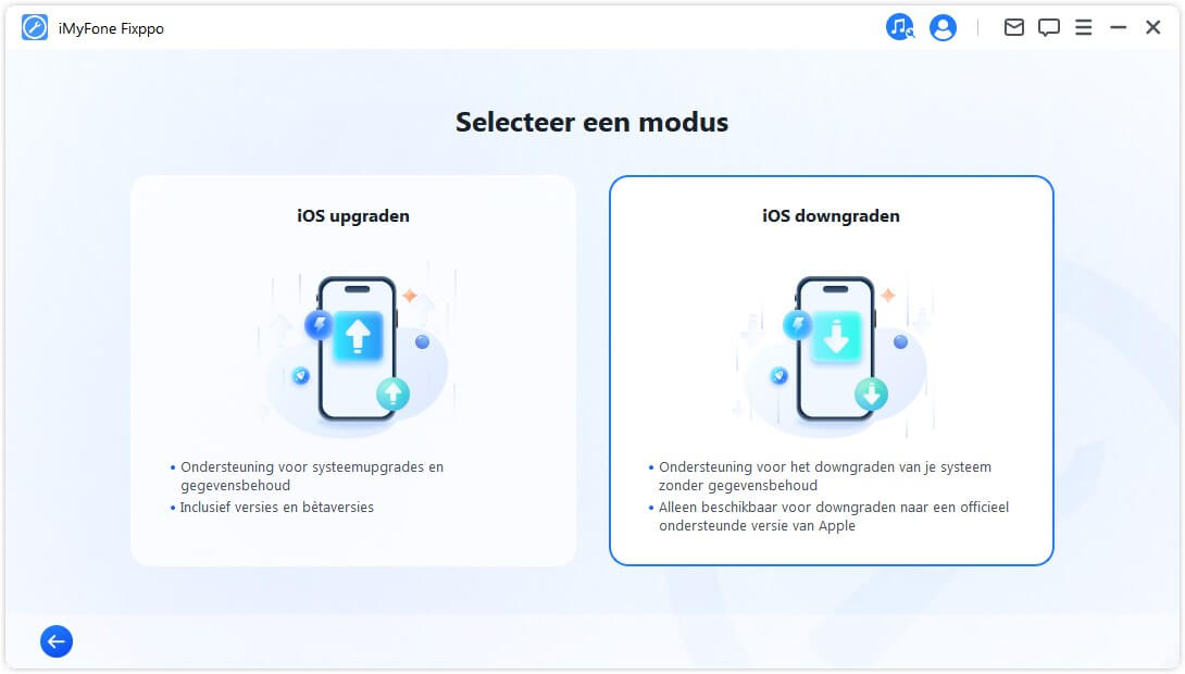Selecteer iOS downgraden