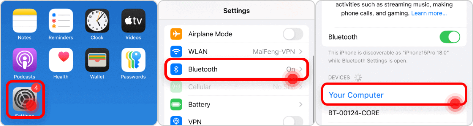 start de bluetooth-verbinding op je telefoon