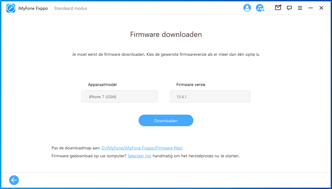 Firmware downloaden in standaardmodus
