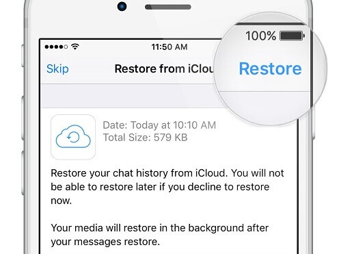 WhatsApp-back-up herstellen van iCloud naar iPhone