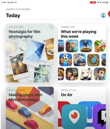 gå til App Store på iPad og trykk på profilikonet