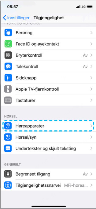 Aktiver iPhone høreapparat