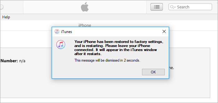 iTunes gjenoppretter iPhone til fabrikkinnstillinger