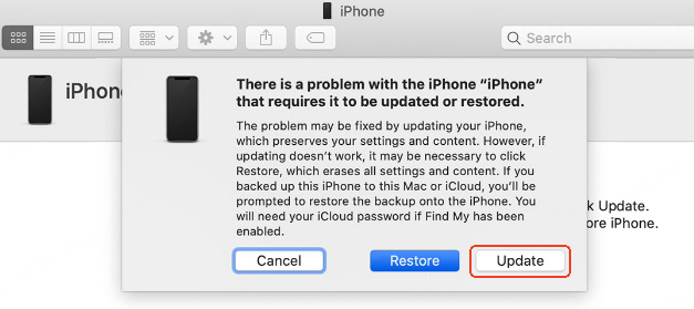 iPhone Update i gjenopprettingsmodus