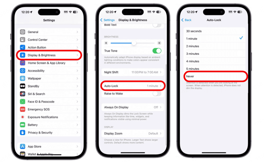 Innstillinger for automatisk lås på iPhone
