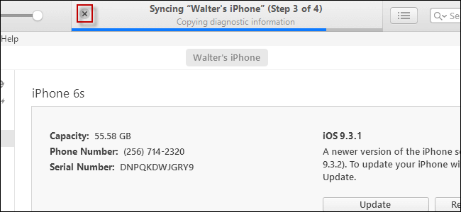 stopp iTunes synkronisering iPhone