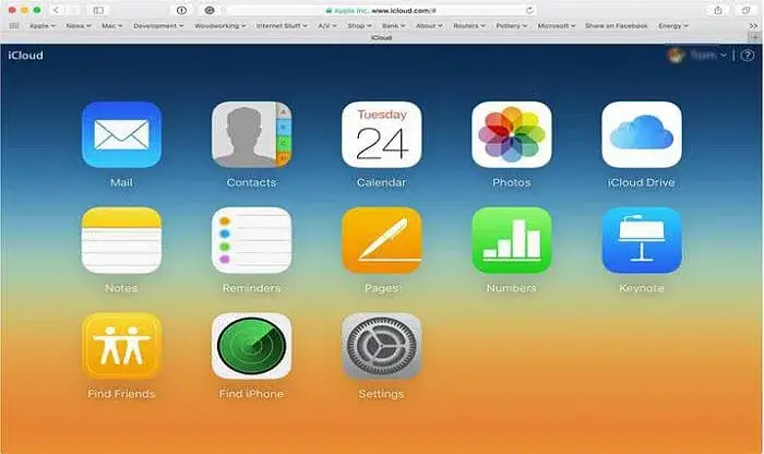 Hva kan du se i iCloud fra nettleseren