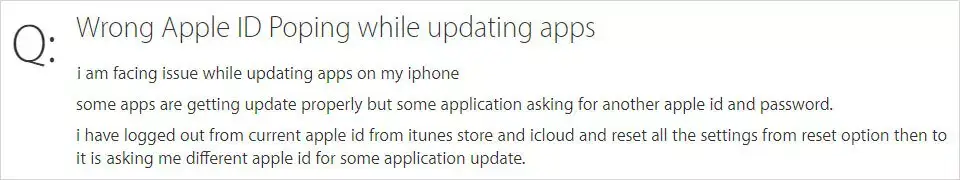 feil Apple-ID ved oppdatering av apper