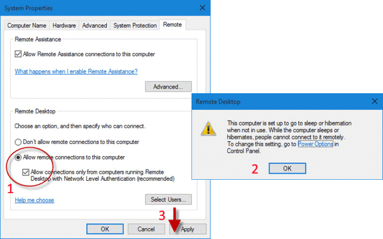 Aktiver Windows Remote Desktop