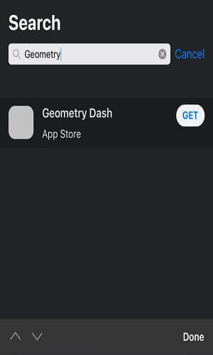 Søk for å installere Geometry Dash